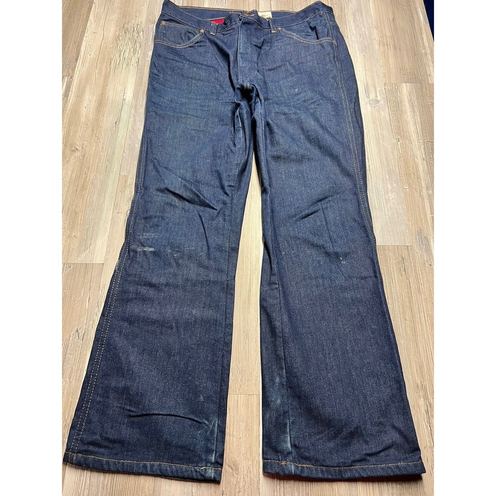 Vtg Gander Mountain Flannel Lined Jeans 36x30 Dark Wash Scovill‎ Zipper Denim